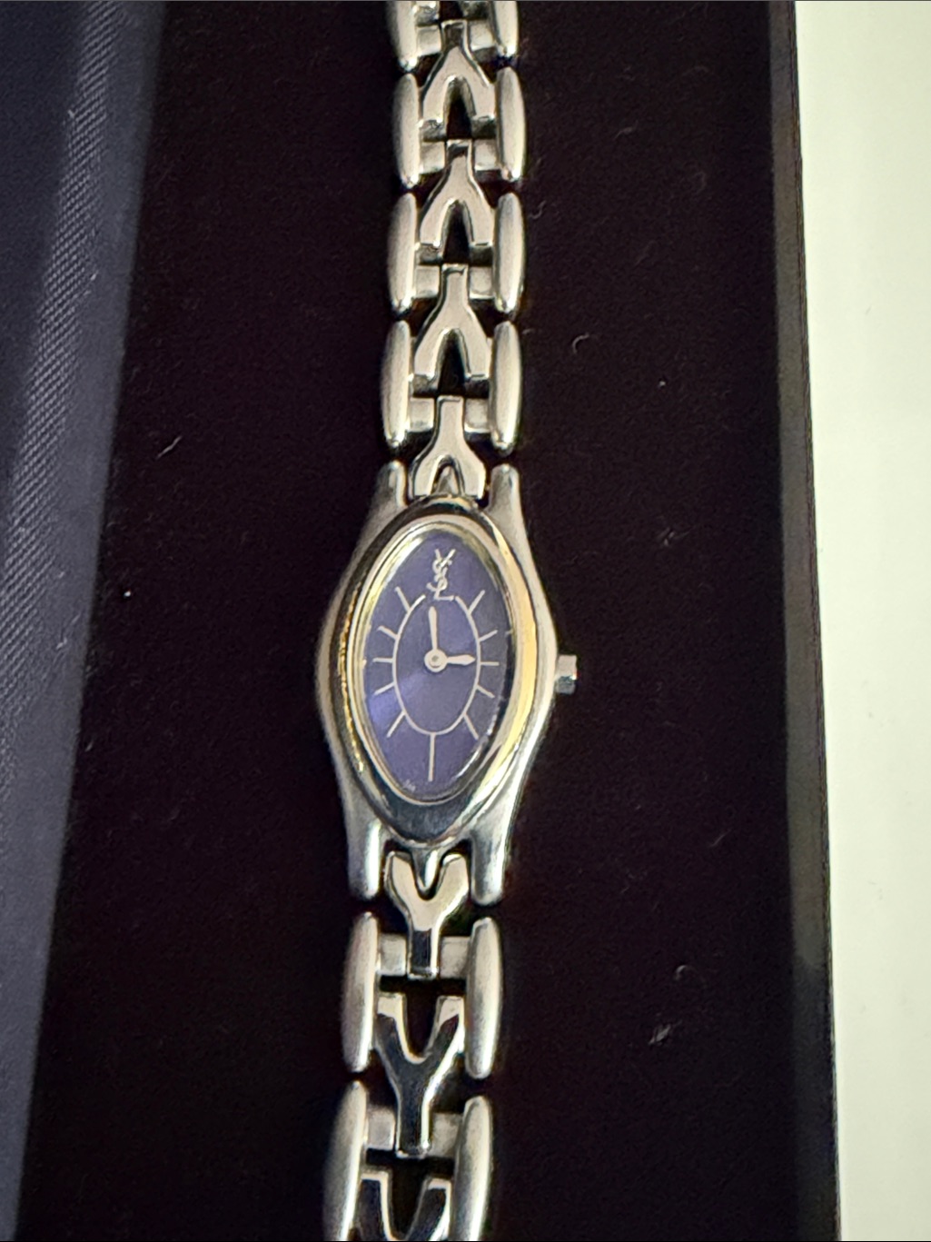 Stainless Steel Womens Bracelet Watch With Blue Dial